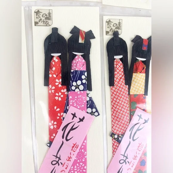 20 Vintage Japanese Style Origami Paper Geisha Doll Bookmarks New - Picture 6 of 10